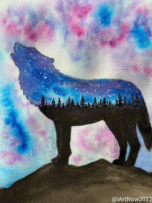 Longing For The Night - Original Watercolor Painting Fridge Magnet