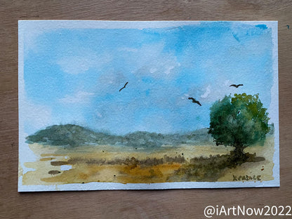 Alone But Not Alone - Original Watercolor Landscape Painting
